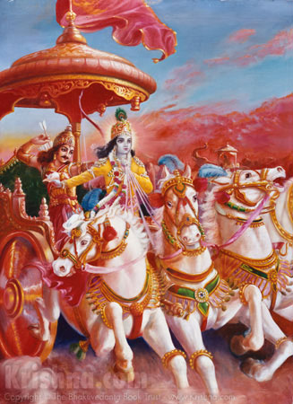 Krishna Driving Arjuna's Chariot on the Battlefield