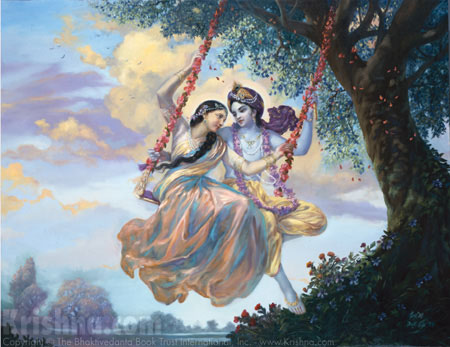 Radha And Krishna On A Swing
