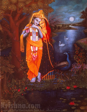 Radha Krishna Together in the Moonlight