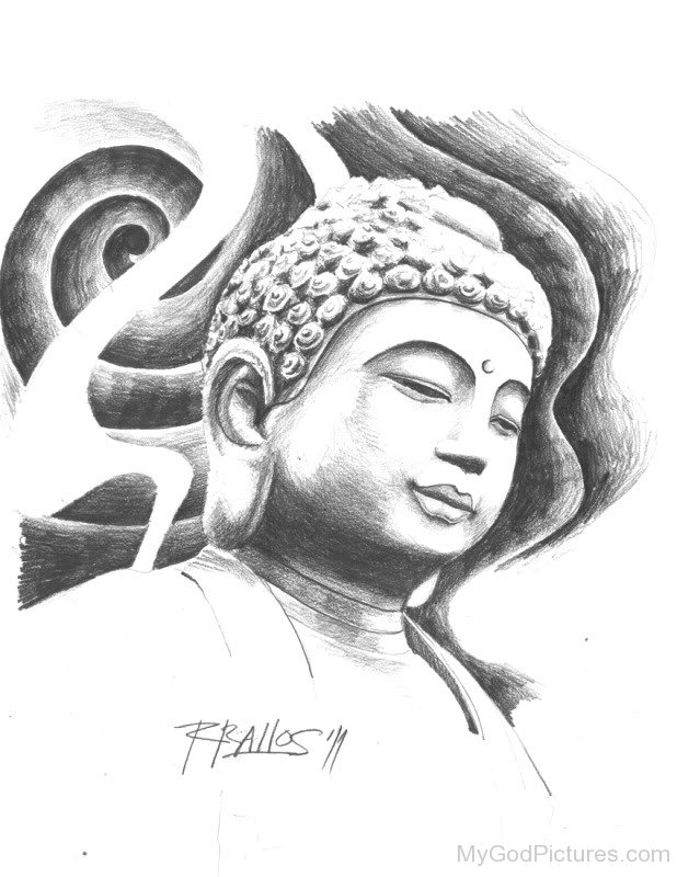 beautiful-pencil-drawing-of-lord-buddha-ji
