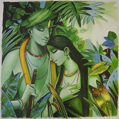 Buy Lord Krishna Radha Handmade Modern Oil Painting Online @ ₹1500 from  ShopClues