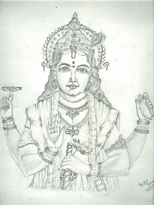 Indian God Vishnu in sketchy look. Vector illustration:: tasmeemME.com