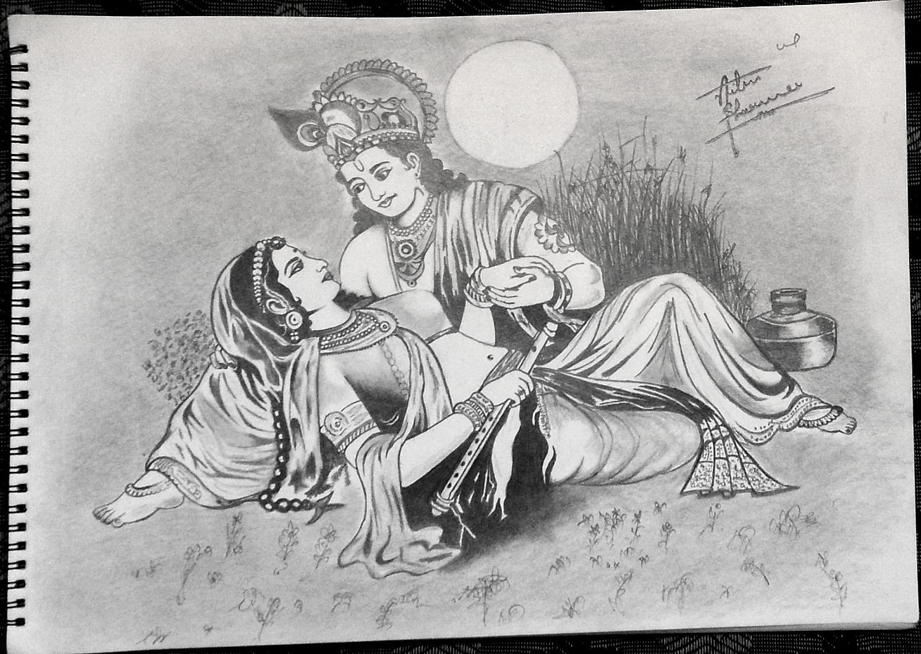 Art at the start : Radha Krishna :Charcoal drawing | Boho art drawings,  Mandala design art, Pen art drawings