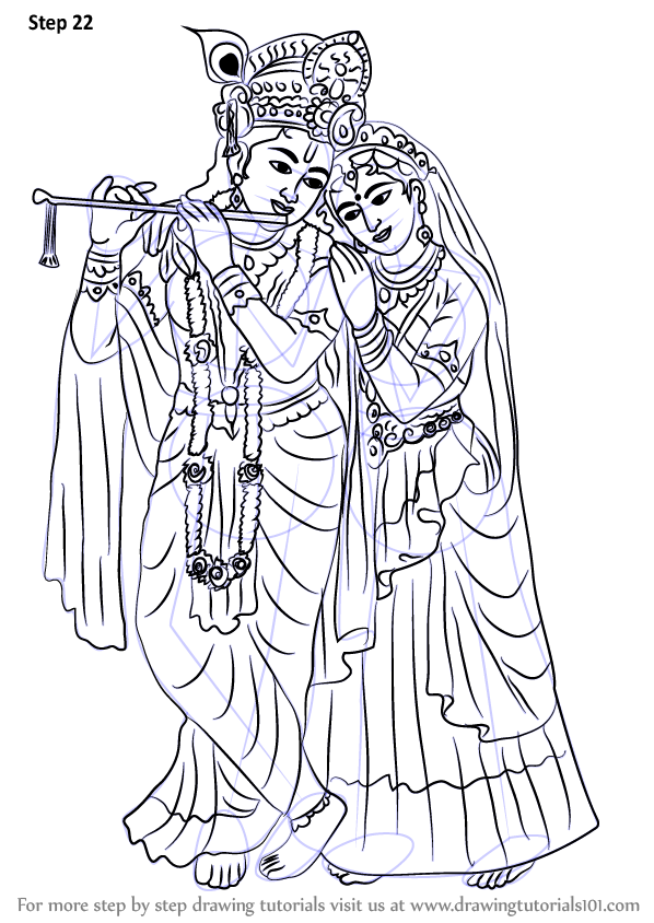Painting Of Krishna In Pencil Sketch Size 1524 - GranNino