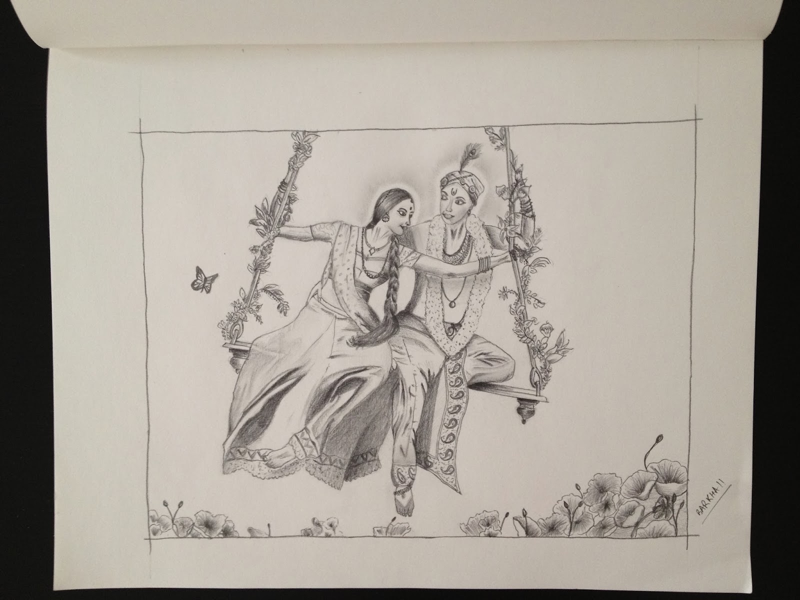 Swetha Arts : Radha Krishna Pencil Sketch