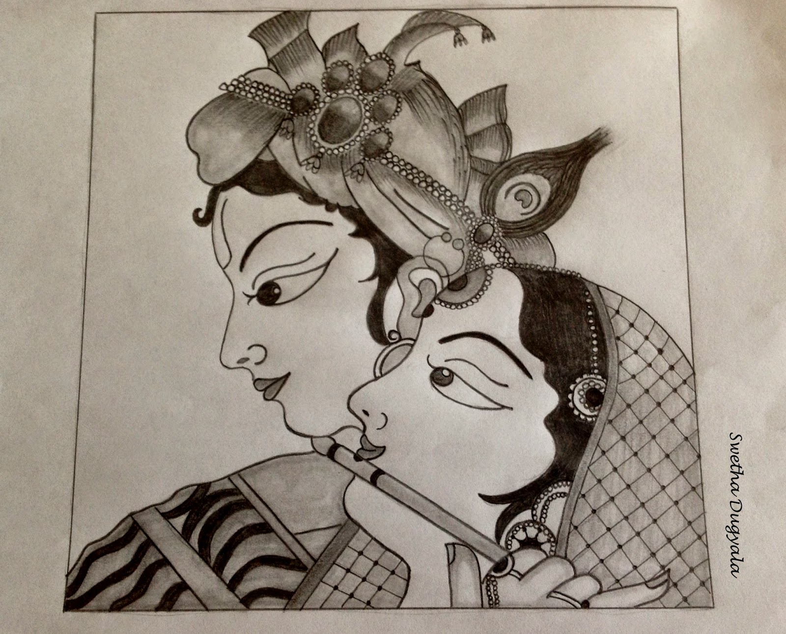 Radha Krishna drawing | Krishna drawing, Drawings, Easy drawings