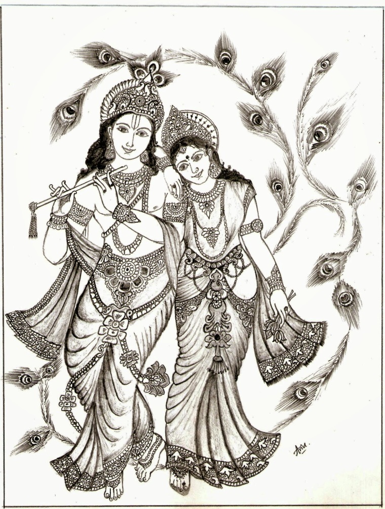 Radha Krishna Pencil Sketches – A MYTHOLOGY BLOG
