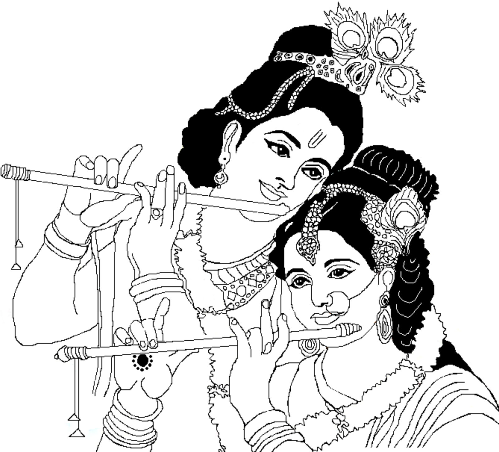 radha krishna drawing