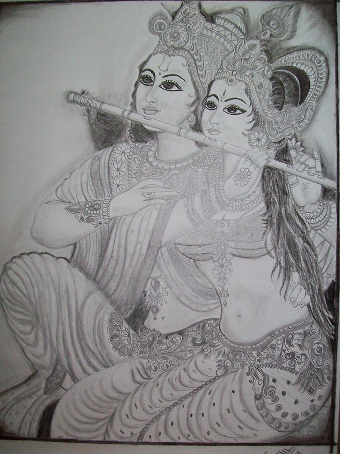 Cute Radha Krishna drawing ❤️ ll | Krishna drawing, Drawings, Cute drawings