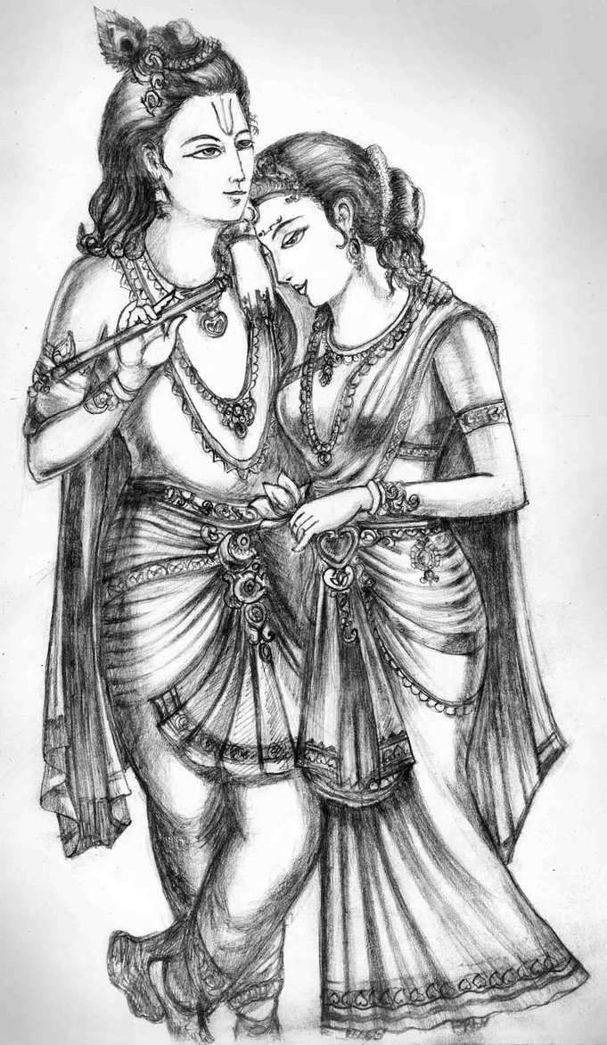 Radha Krishna - Classic Artwork, Art Print, Canvas Print