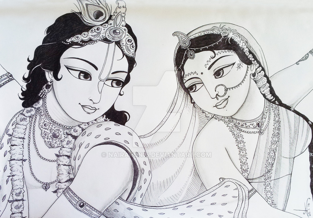 Indian god lord krishna and radha hands picking up music instrument wall  mural • murals wind, white, vector | myloview.com