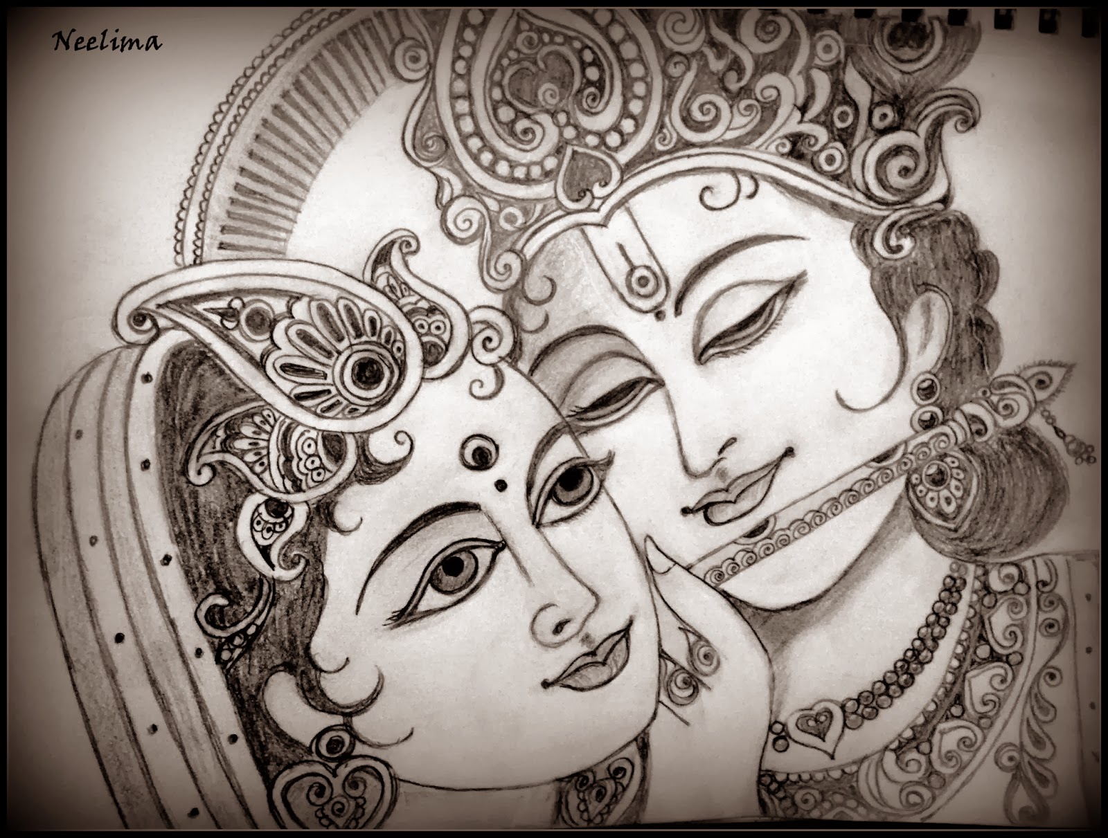 Radha Krishna Pencil Sketch Wall Art PosterGully Specials Buy HighQuality  Posters and Framed Posters Online  All in One Place