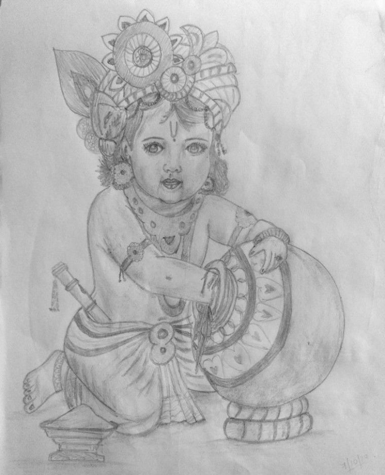 Lord Krishna Pencil Sketches A Mythology Blog